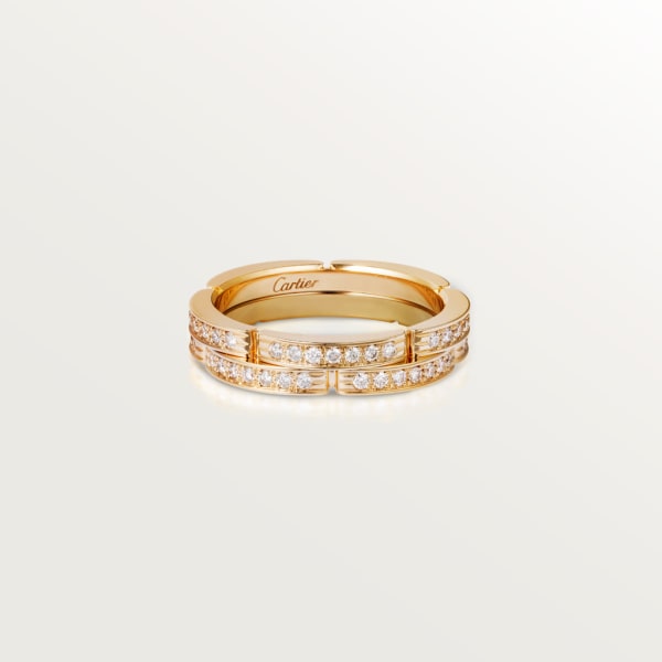 Alianza fina Maillon Panthère 2 hileras con semipavé Oro amarillo, diamante